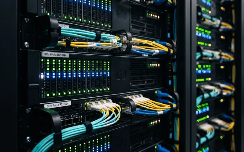 Datacenter européen OVHcloud -- infrastructure souveraine pour agent vocal IA conforme RGPD